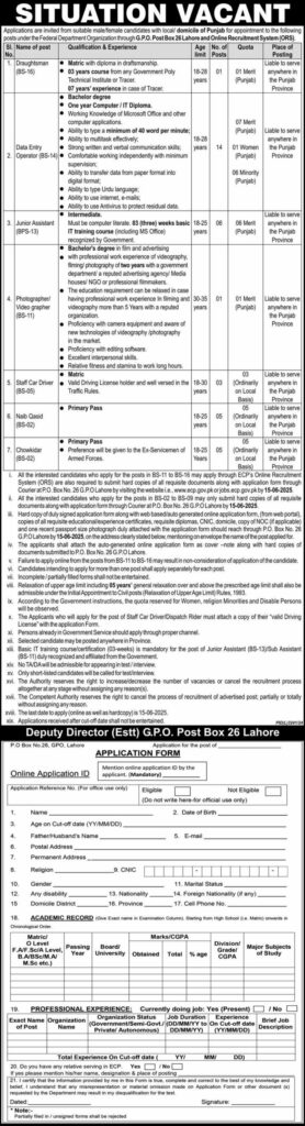 ECP Lahore Latest Jobs 2025 Advertisement: